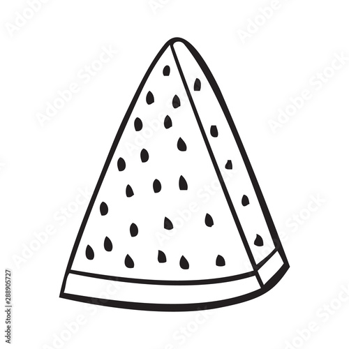 Black and white vector icon of watermelon slice