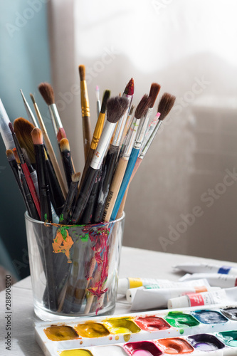 paints and brushes