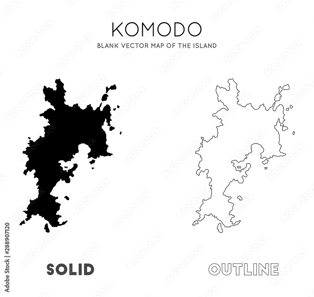 Komodo map. Blank vector map of the Island. Borders of Komodo for your infographic. Vector illustration.