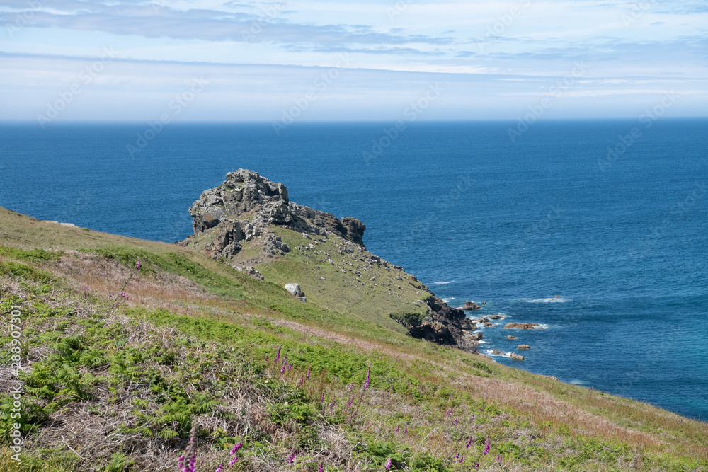 view over Cornish coastline 