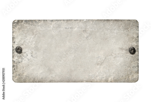 Bild auf Leinwand Metal tag and screws head rounded corners (with clipping path) isolated on white
