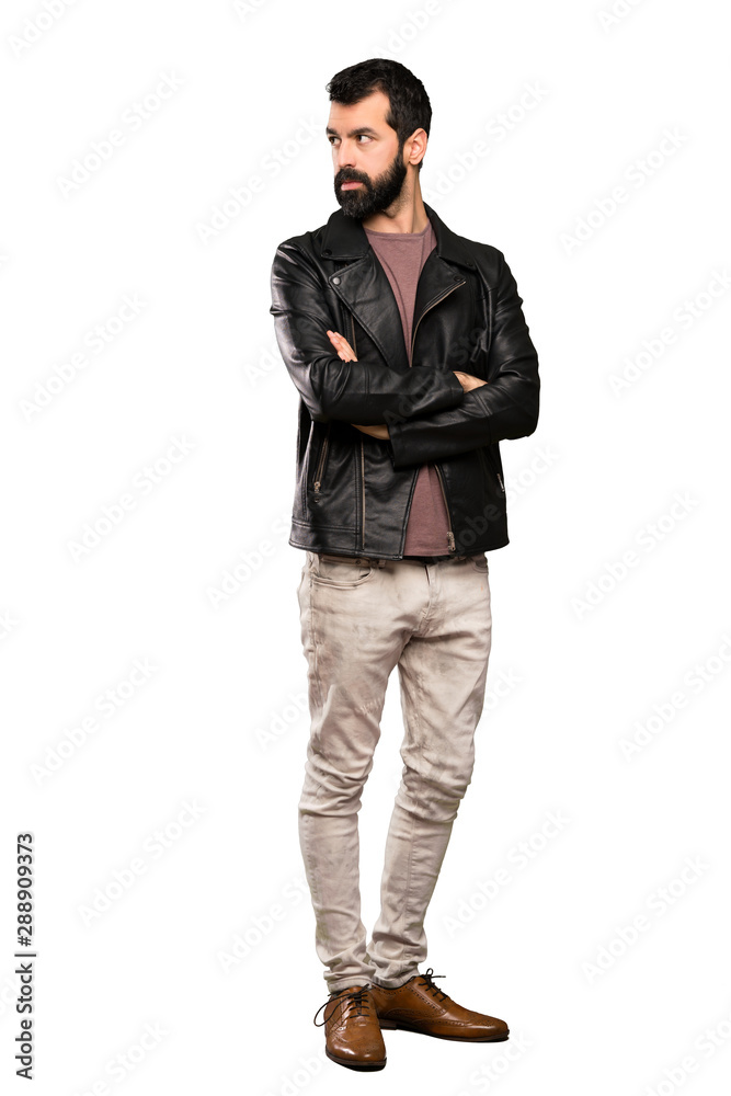 Handsome man with beard portrait over isolated white background Handsome man with beard portrait over isolated white background