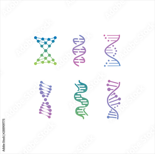 DNA genetic sign, icons and elements collection. colorful of DNA Symbol Isolated. DNA logo vector.