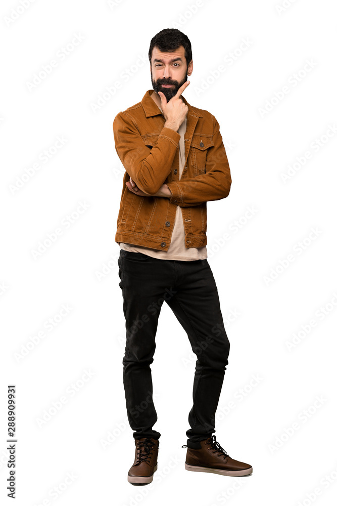 Handsome man with beard thinking over isolated white background Handsome man with beard thinking over isolated white background