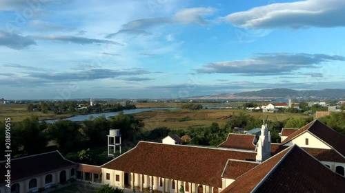 Wallpaper Mural Aerial drone footage of ancient Lang song church around 10 kilometers from the city of Quy Nhon,Central Vietnam,Asia.This historic building has now been converted to private school. Torontodigital.ca
