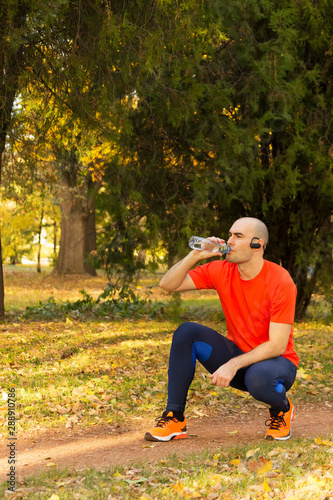 Man have a break after exercise
