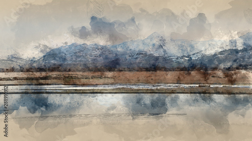 Digital watercolor painting...