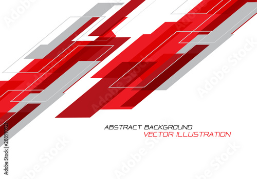 Abstract red grey geometric on white with blank space design modern futuristic technology background vector.