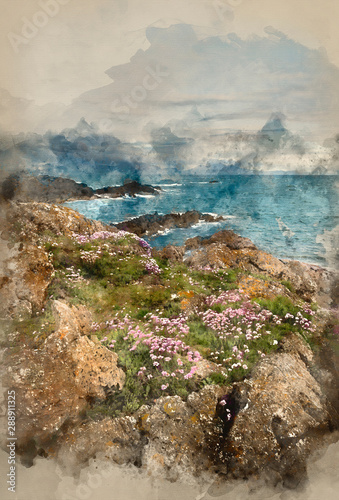 Digital watercolor painting...