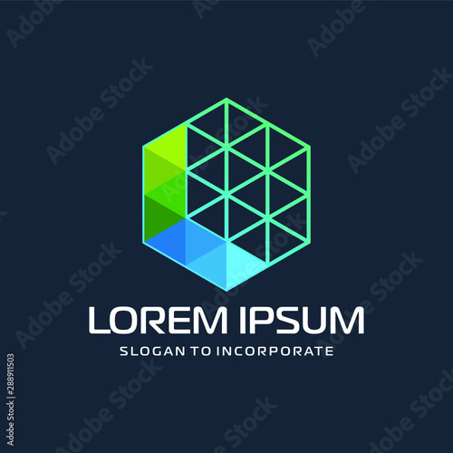 Hexagon letters L digital logo. abstract icon. construction concept - vector