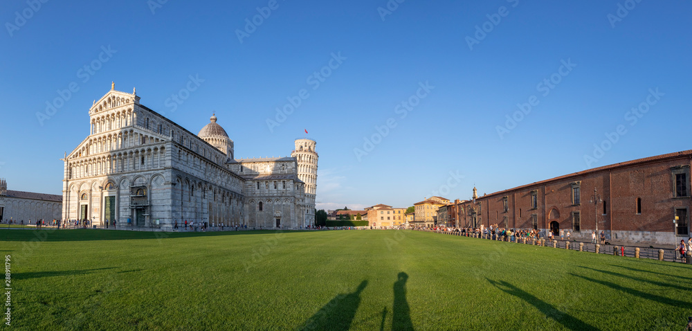 people visit famous piazza del miracoli in Pisa, Tuscany