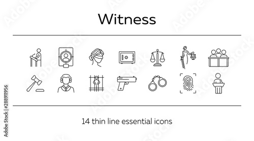 Witness line icon set