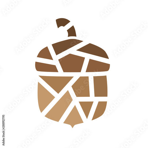 brown geometric acorn nut icon- vector illustration