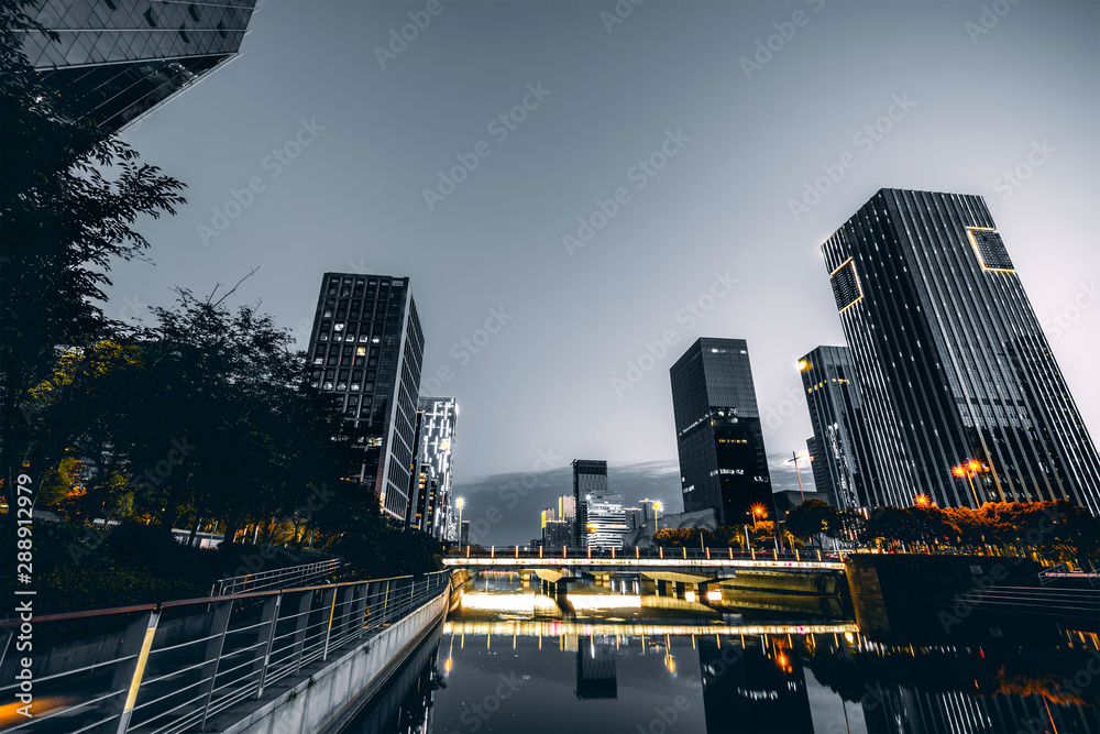 Fototapeta premium Ninbo City, China, night view