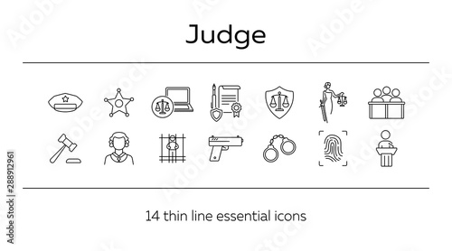 Judge line icon set