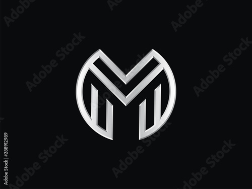 Vector template letter M. Sign in a linear style