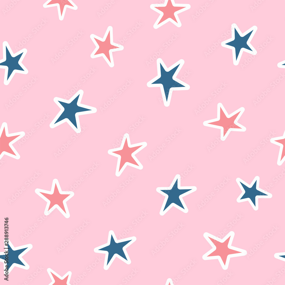 Simple seamless pattern with scattered stars. Girly vector illustration. Simple seamless pattern with scattered stars. Girly vector illustration.