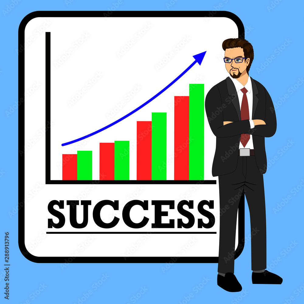 Pictures of businessman and graph showing success Pictures of businessman and graph showing success