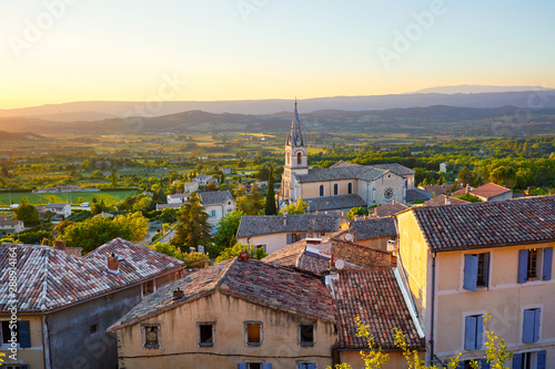 Bonnieux village at sunset in Provence, France photo