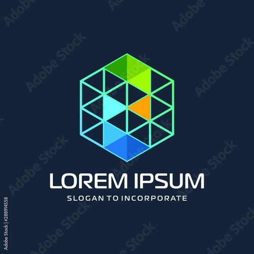 Hexagon letters S digital logo. abstract icon. construction concept - vector