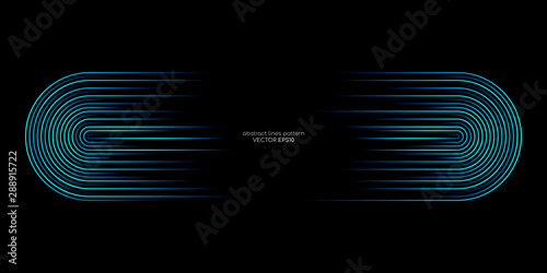 Vector half circle lines flowing dynamic pattern in blue green colors with space for text isolated on black background for header banner in concept of technology, digital, A.I.