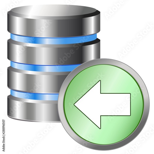 Classic database previous. Vector icon.