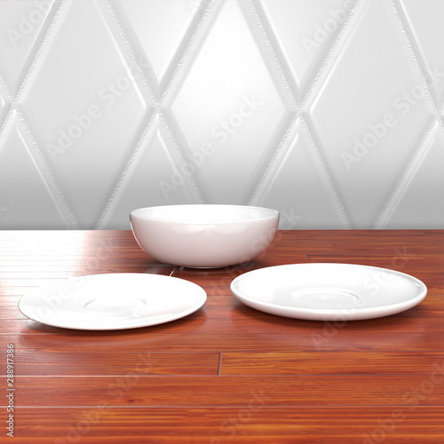 Plate Set on Kitchen Counter 3D Render