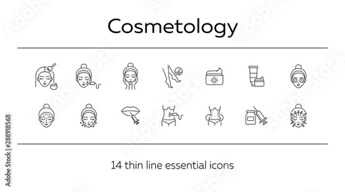 Cosmetology line icon set