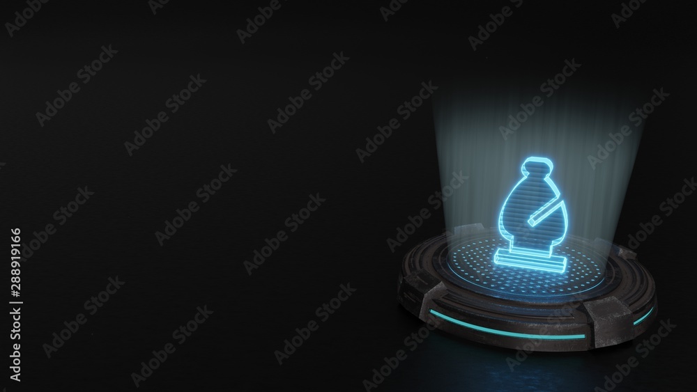 3d hologram symbol of chess bishop icon render 3d hologram symbol of chess bishop icon render