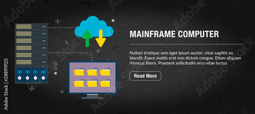 Mainframe computer concept banner for internet.