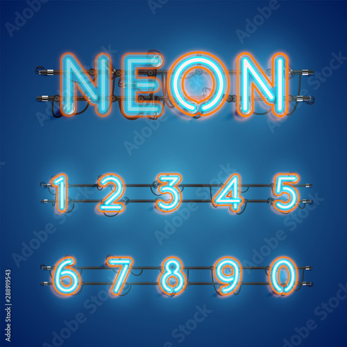 Realistic glowing double neon charcter on and off
