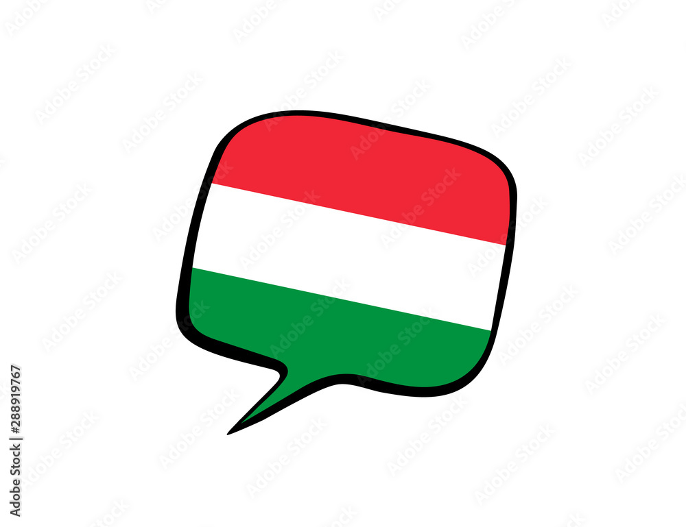 Speech bubble with the flag of Hungary on the white background. Vector illustration Speech bubble with the flag of Hungary on the white background. Vector illustration