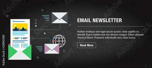 Email newsletter, banner internet with icons in vector.