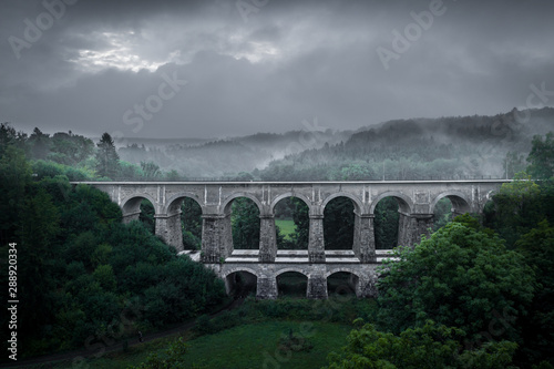 Sychrov stone railway viaduct was built in 1857-1859, construction was carried out by brothers Klein and V. Lanna. In the upper part there are 8 arches with a span of 9.5 meters.