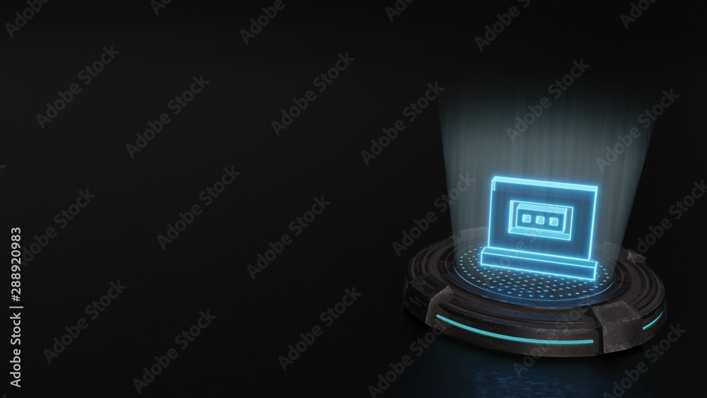 3d hologram symbol of laptop icon render 3d hologram symbol of laptop icon render