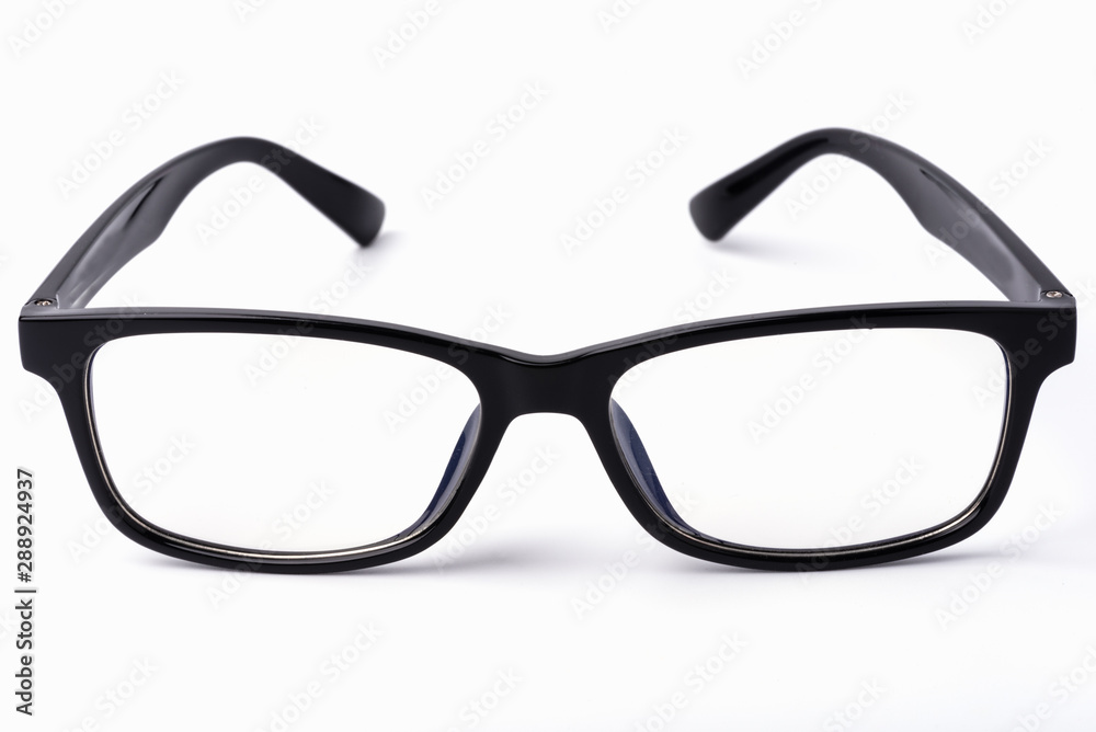 Glasses, black glasses, black frame, shiny for everyday life for people with visual impairment, isolated on white background. Glasses, black glasses, black frame, shiny for everyday life for people with visual impairment, isolated on white background.