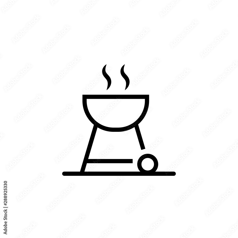 Kettle barbecue grill with flame line icon for web, mobile and infographics. Vector dark grey icon isolated on light grey background. Kettle barbecue grill with flame line icon for web, mobile and infographics. Vector dark grey icon isolated on light grey background.