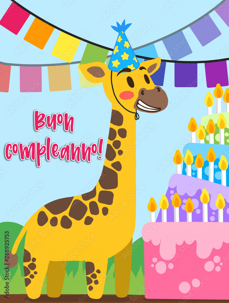 Buon compleanno giraffa Stock Illustration | Adobe Stock