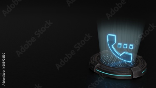 3d hologram symbol of phone icon render
