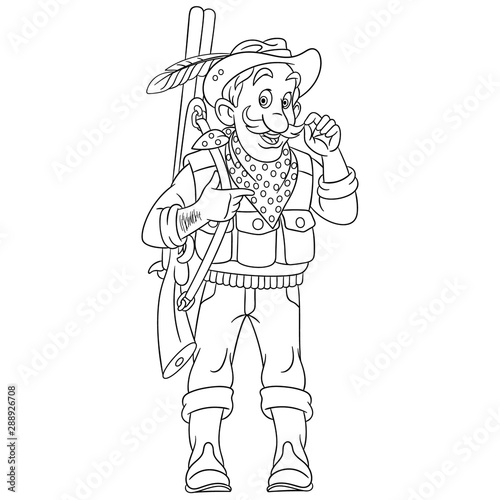 coloring page with hunter forester