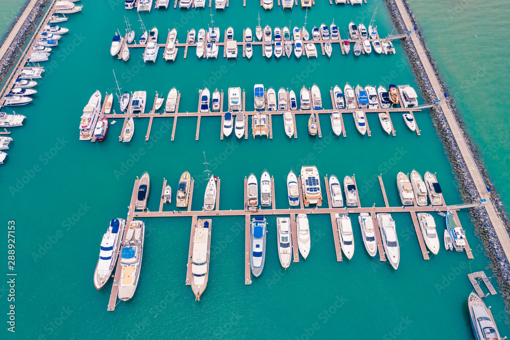 Aerial view of Harbor ocean marina yachts club in Pattaya city of Thailand Aerial view of Harbor ocean marina yachts club in Pattaya city of Thailand