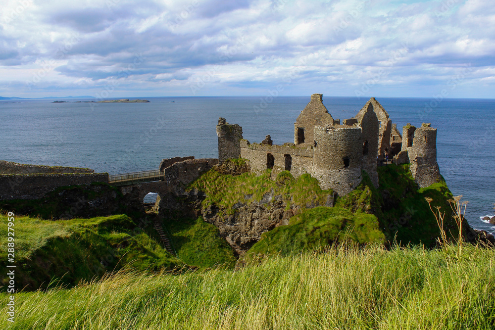 Dunluce Castle on the cliff, Antrim, Causeway Coastal Route, Northern Ireland