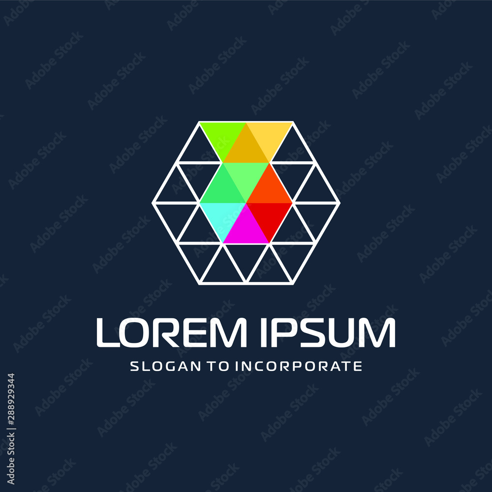 Fototapeta premium Hexagon letters U digital logo. abstract icon. construction concept - vector