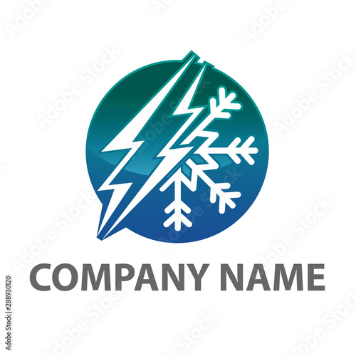 Electric current and air conditioning icon isolated on white background photo