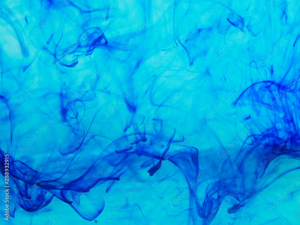 abstract blue water drop, ink water color