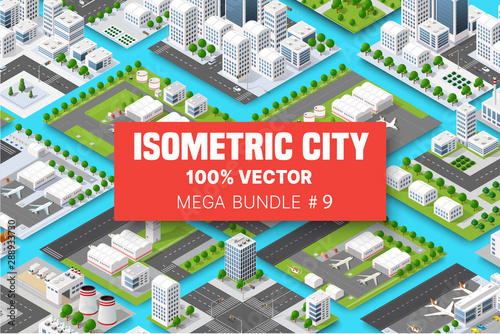 Isometric set terminal airport transportation of blocks