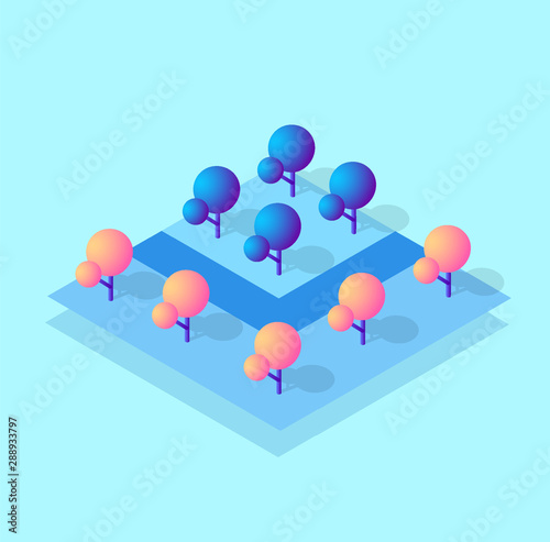 Isometric 3d block module of the district part