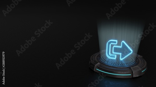 3d hologram symbol of sign out alt icon render