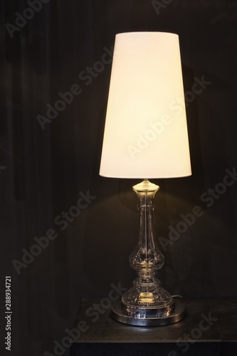 Glass and chrome classic style side bed lamp
