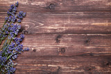 Lavender flowers on brown wooden table